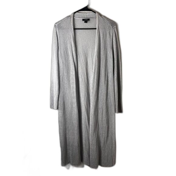 Women's Alfani Long Line Gray Linen Blend Long Sleeve Cardigan Size L - Picture 1 of 5